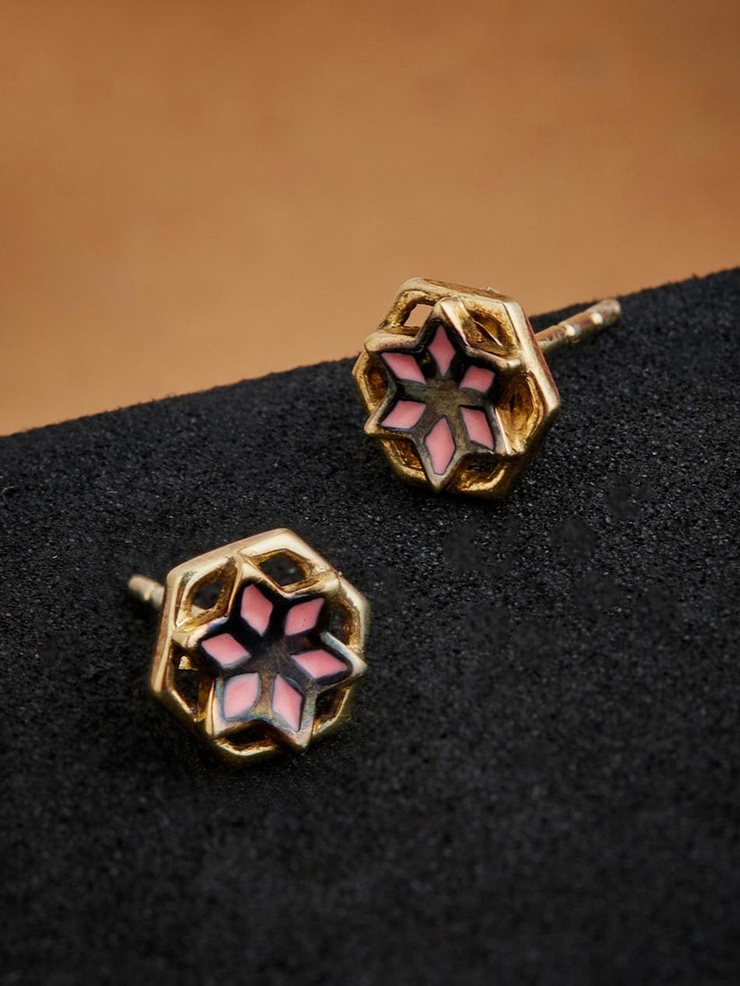 

Fabindia Silver Geometric Studs Earrings, Gold