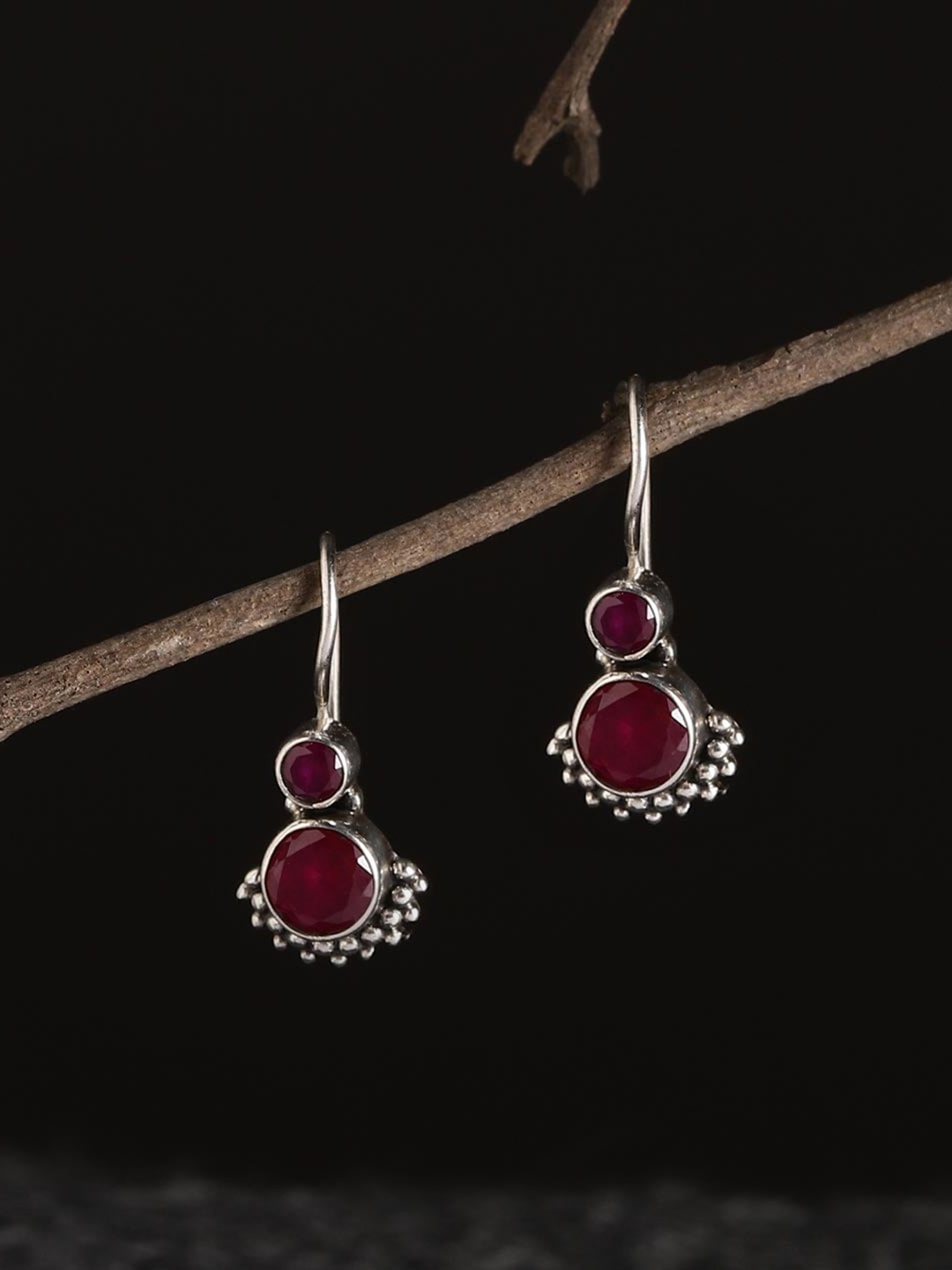 

Fabindia Stone Studded Contemporary Drop Earrings, Silver