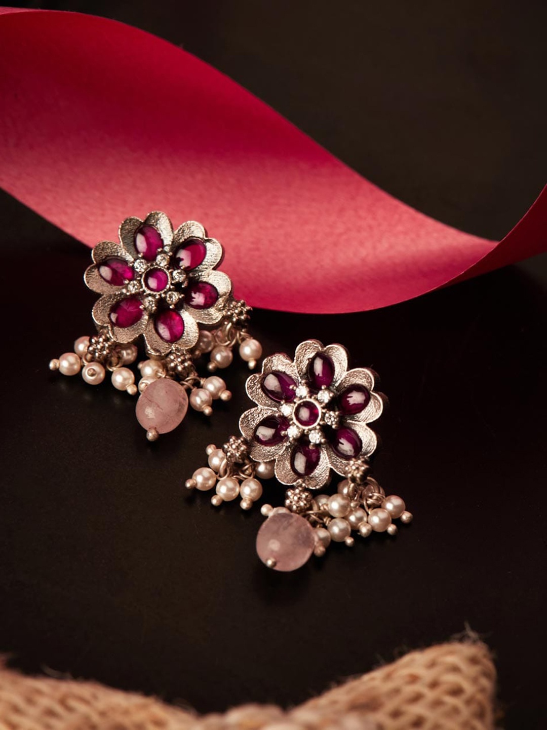 

Fabindia Silver Floral Drop Earrings