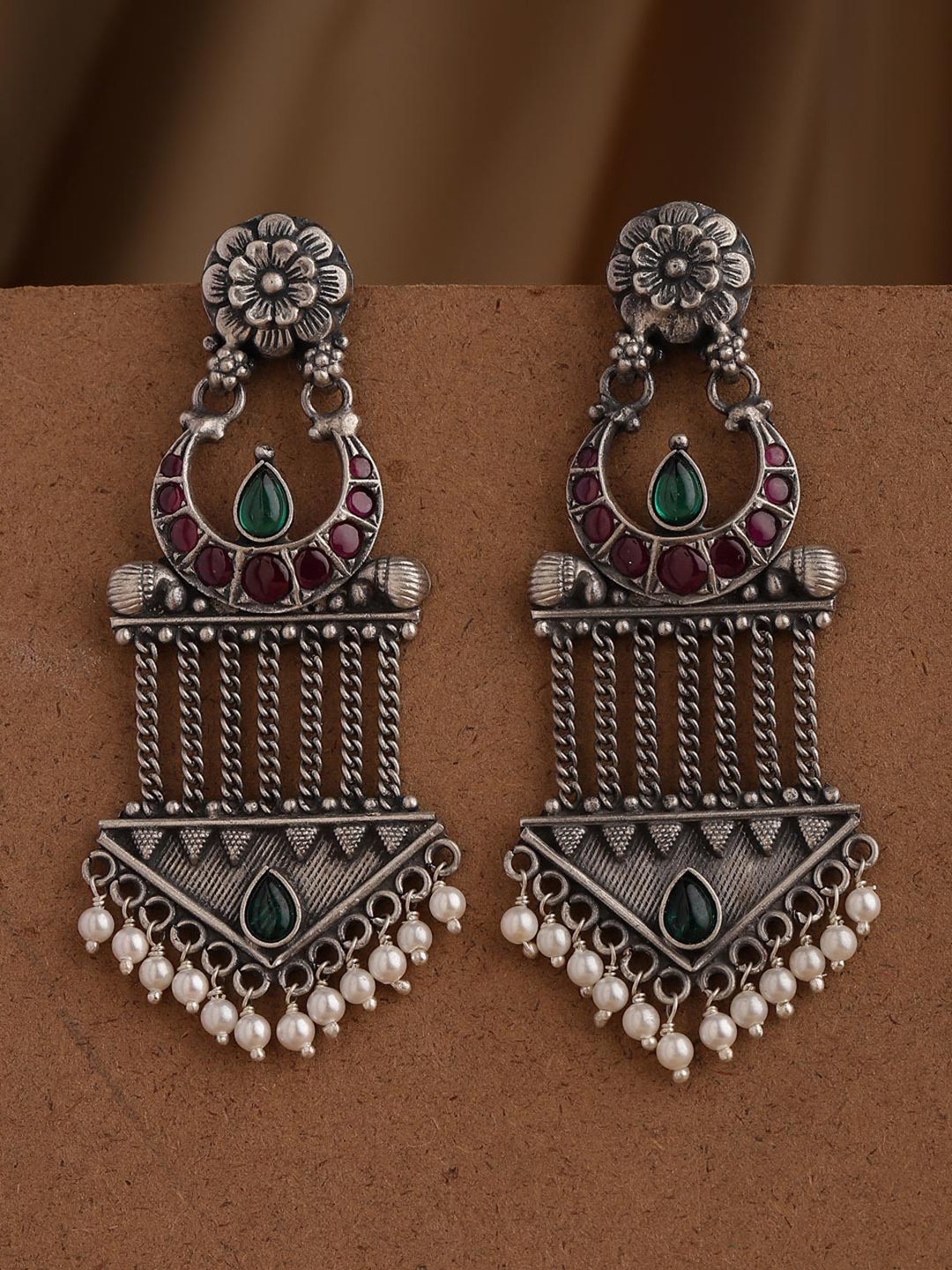 

Fabindia Silver-Plated Contemporary Drop Earrings