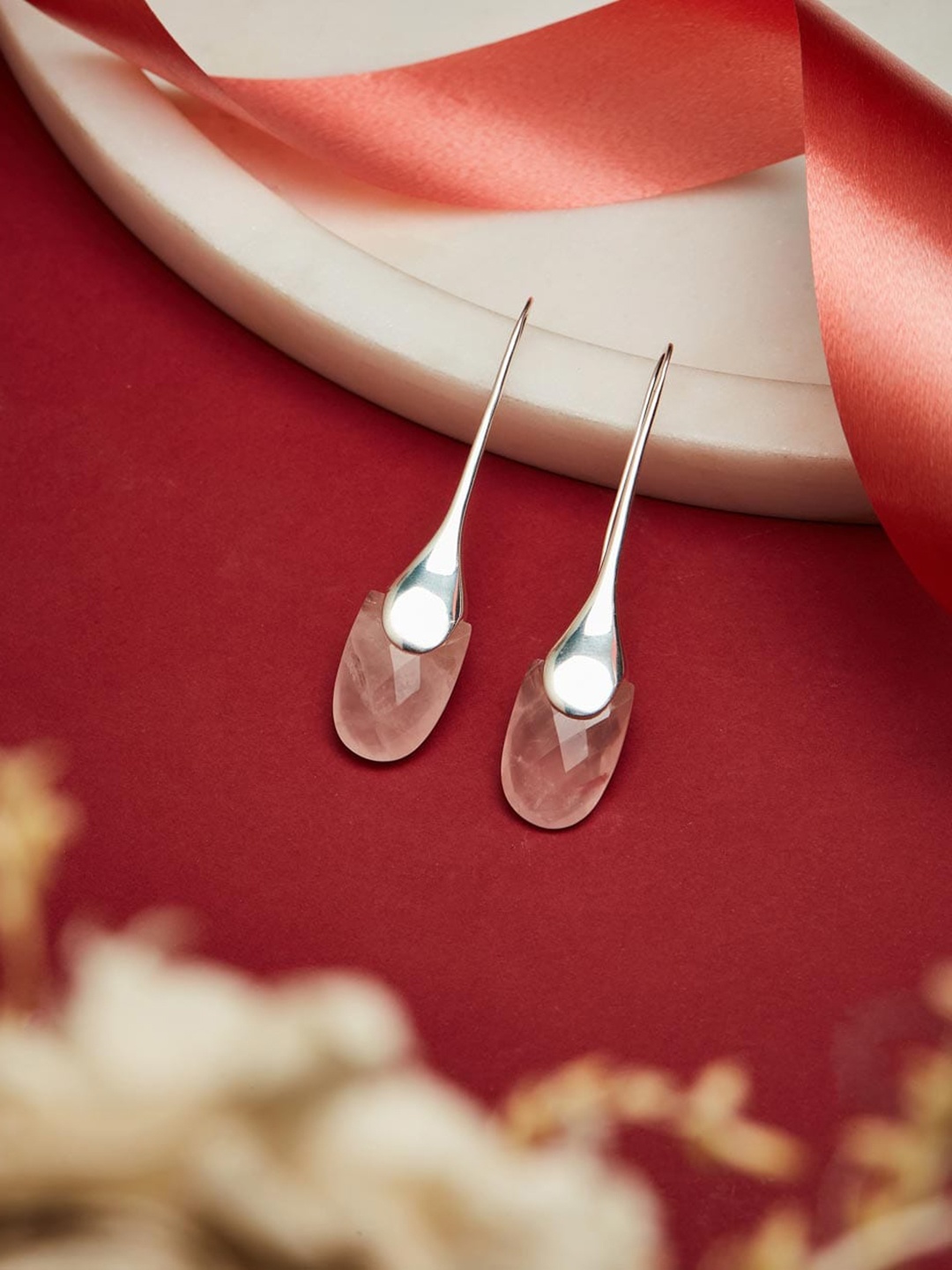 

Fabindia Teardrop Shaped Silver Drop Earrings