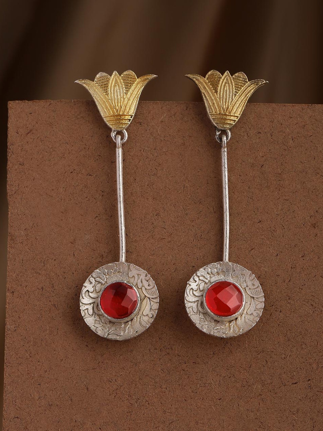 

Fabindia Stone Studded Contemporary Drop Earrings, Gold