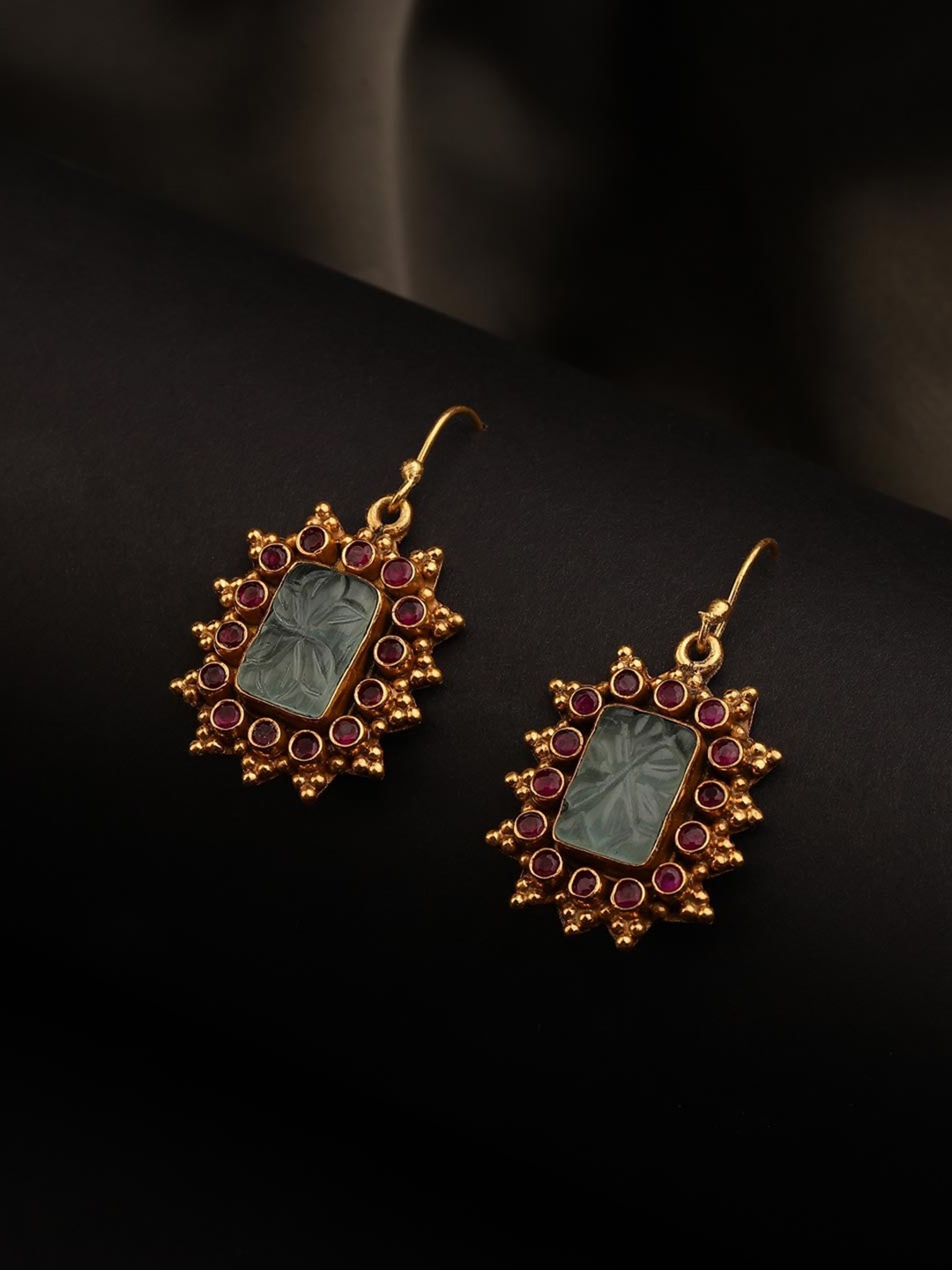 

Fabindia Stone Studded Geometric Drop Earrings, Gold