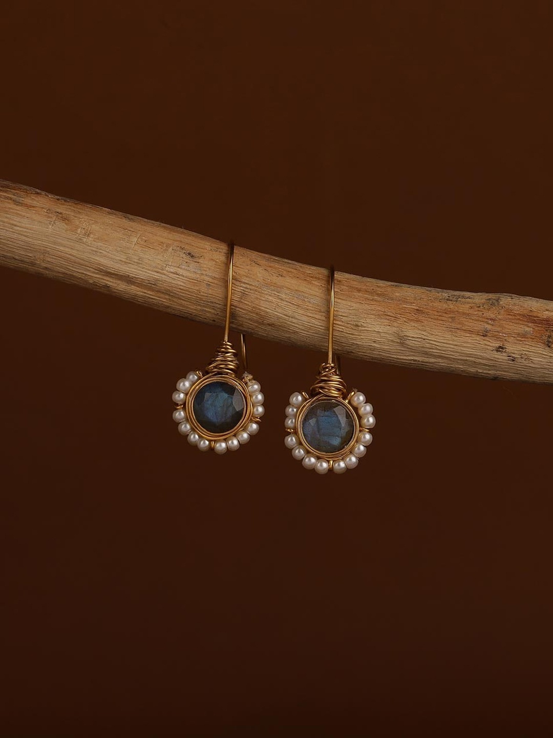 

Fabindia Silver Artificial Stones Studded & Beads Beaded Contemporary Drop Earrings, Gold