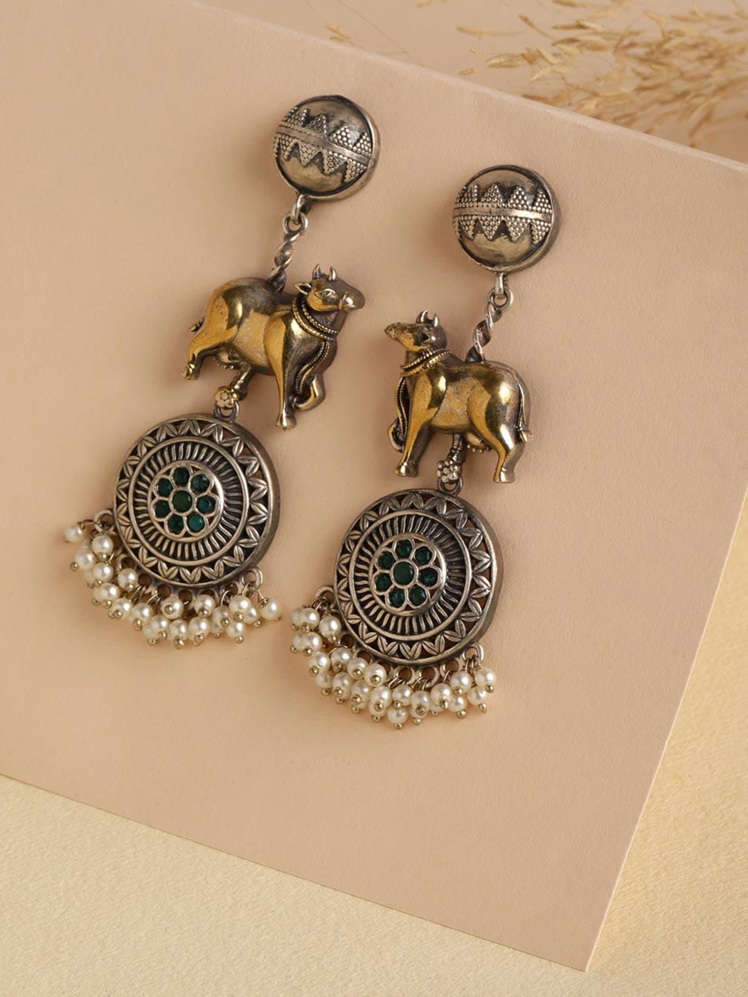 

Fabindia Contemporary Beaded Drop Earrings, Silver
