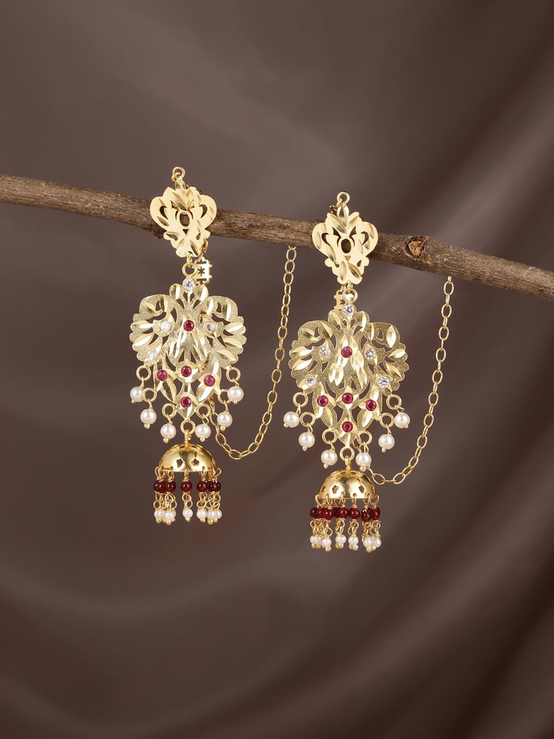 

Fabindia Gold-Plated Silver Contemporary Jhumkas
