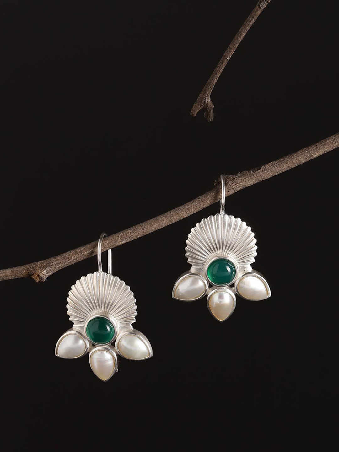 

Fabindia Studded Floral Drop Earrings, Silver