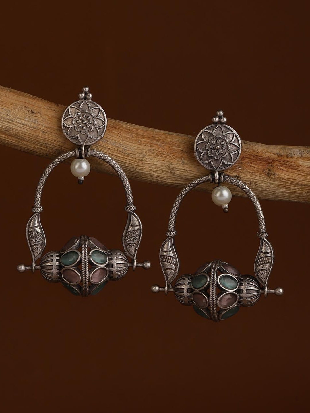 

Fabindia Silver-Plated Contemporary Drop Earrings