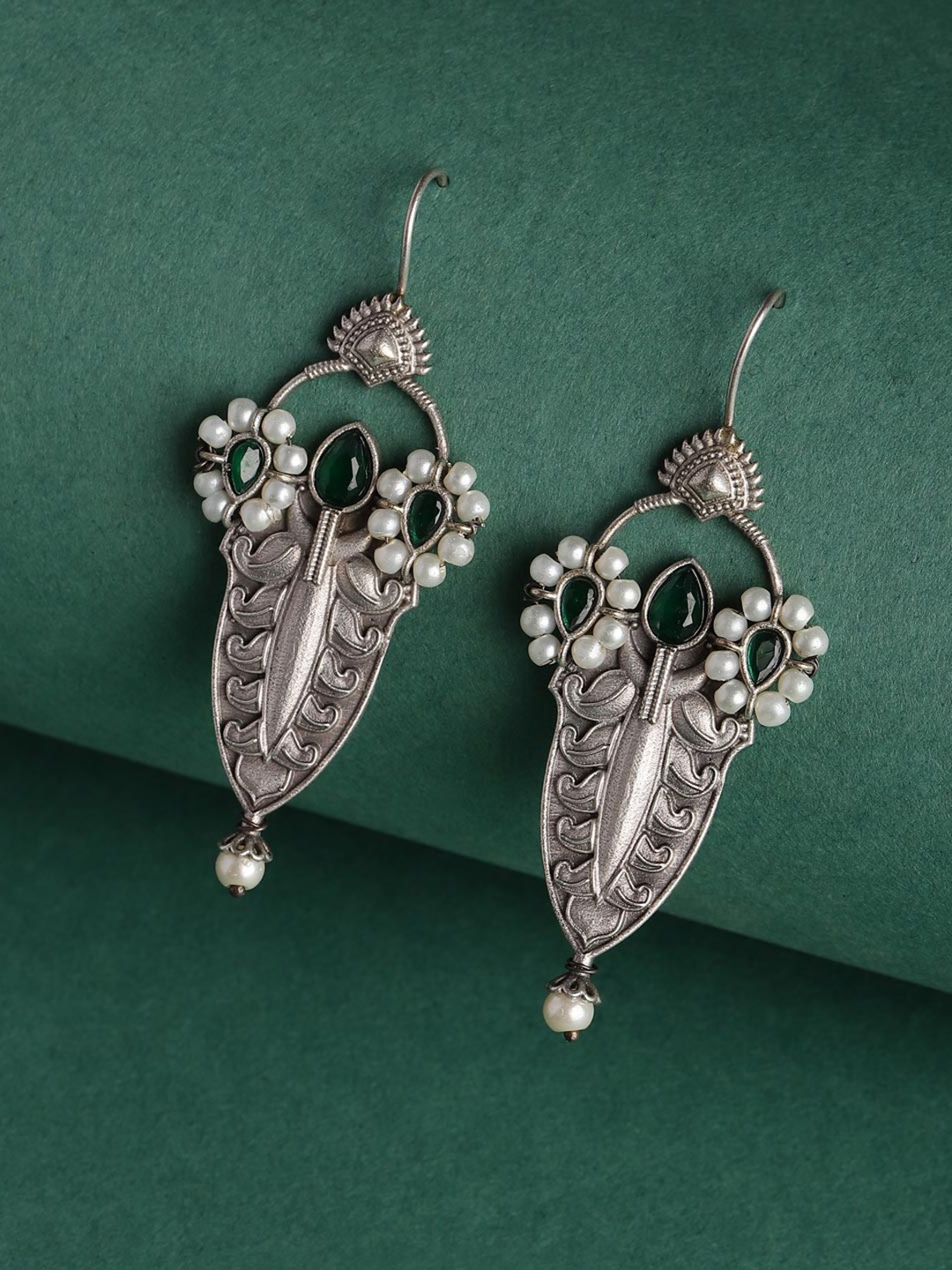 

Fabindia Silver-Plated Contemporary Drop Earrings