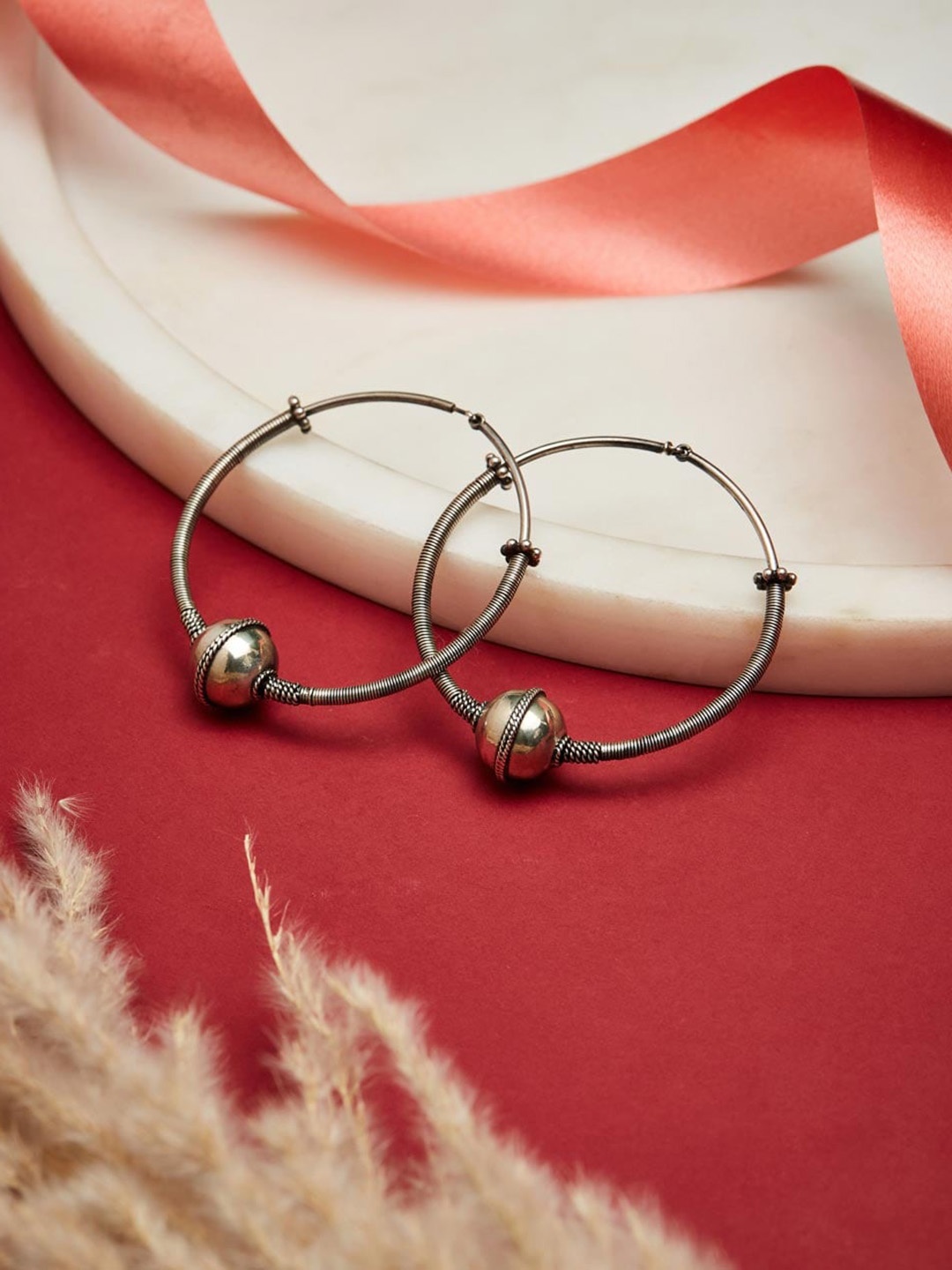

Fabindia Silver Contemporary Hoop Earrings