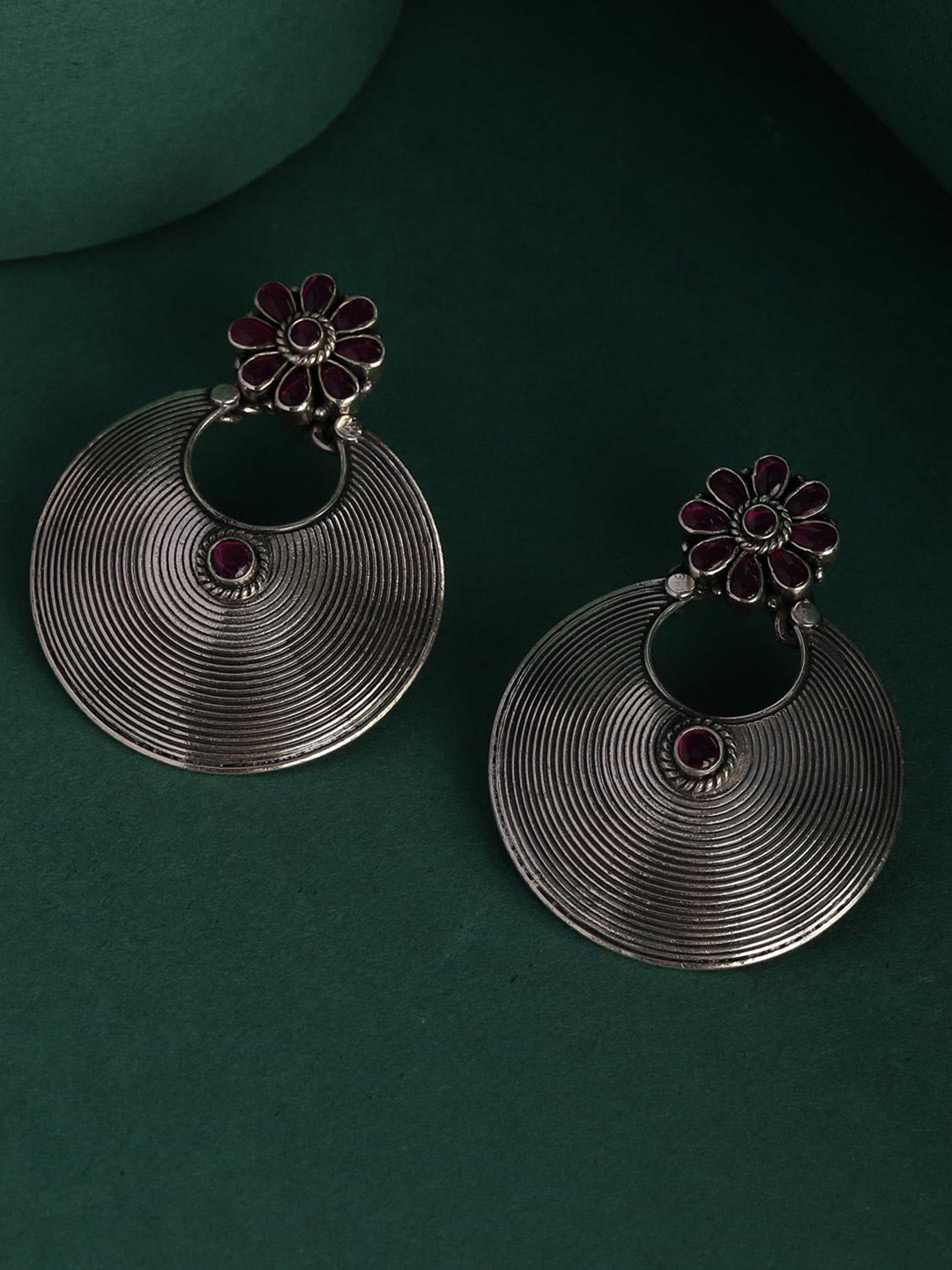 

Fabindia Circular Shaped Silver Chandbali Earrings