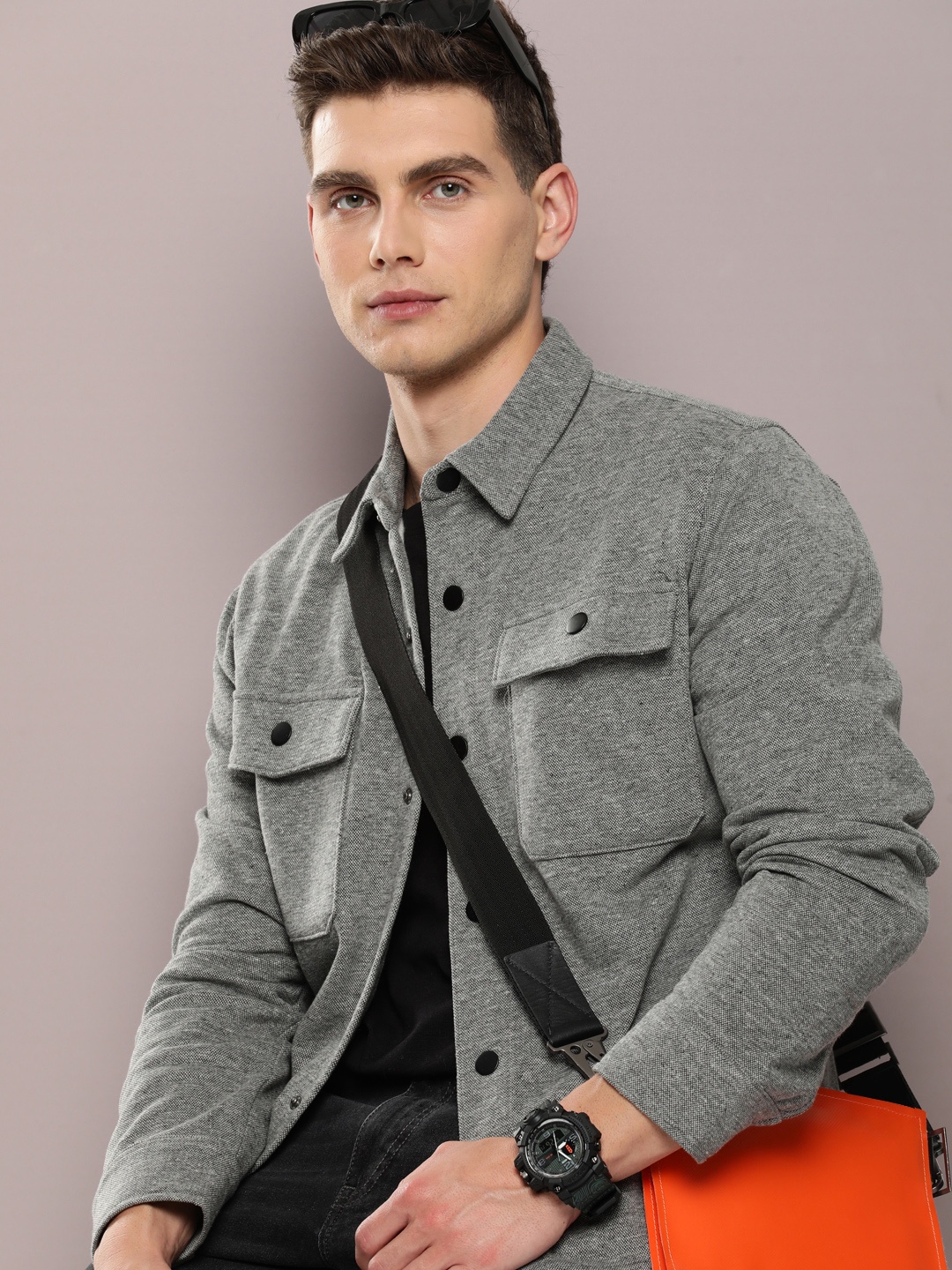 

Kook N Keech Men Comfort Casual Shacket, Grey