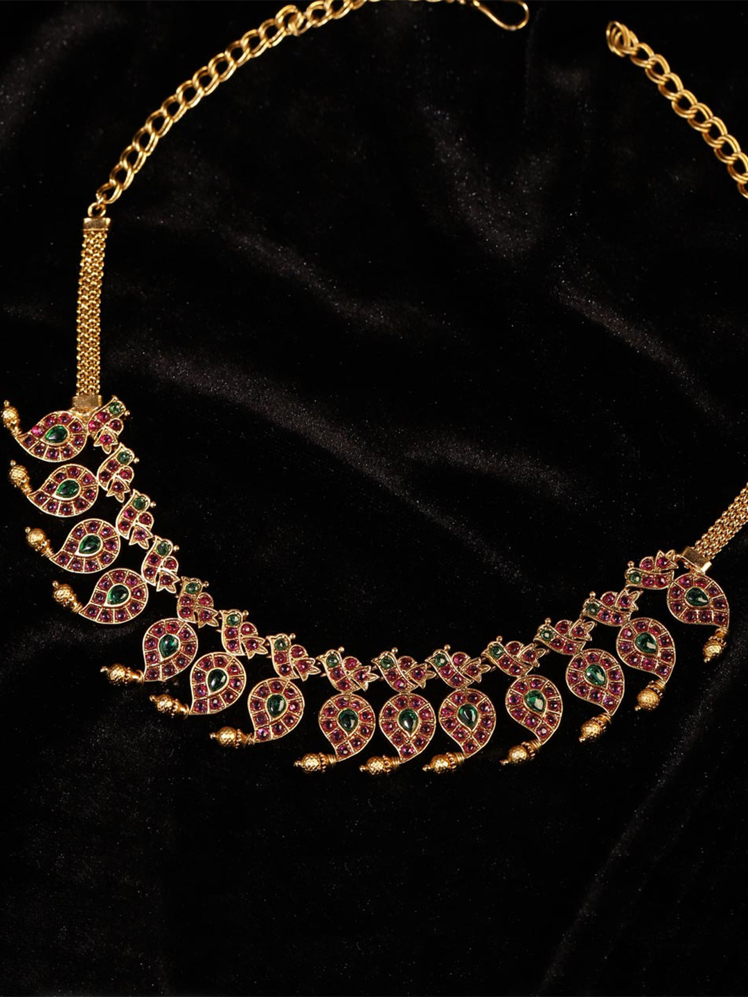 

Fabindia Metal Artificial Stones-Studded & Beaded Necklace, Gold
