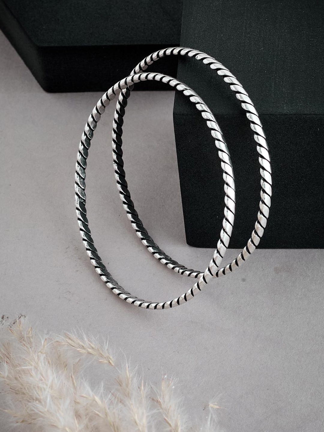 

Fabindia Set Of 2 92.5 Sterling Silver Plated Twisted Bangle