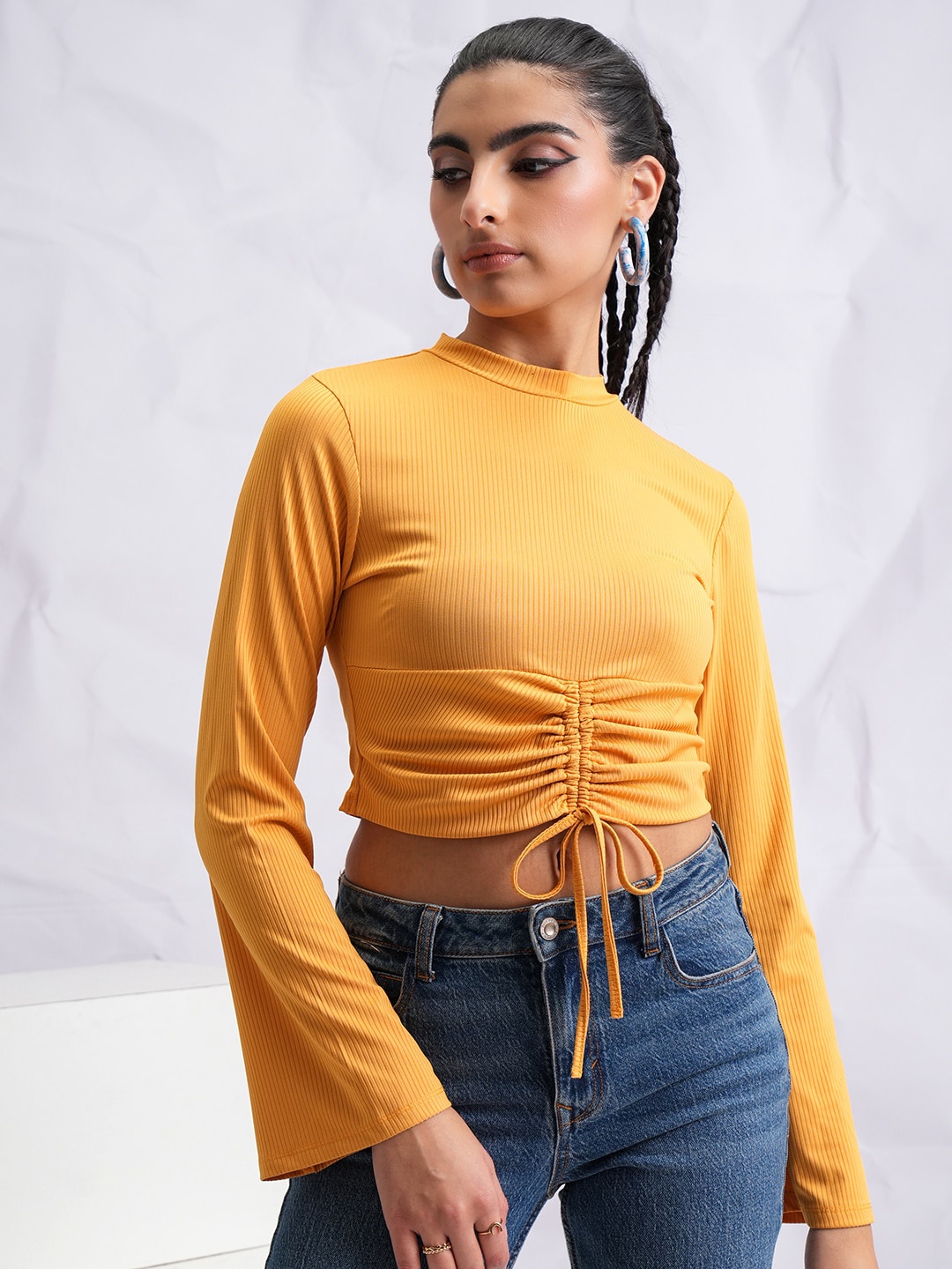 

Tokyo Talkies Bell Sleeve Crop Top, Yellow