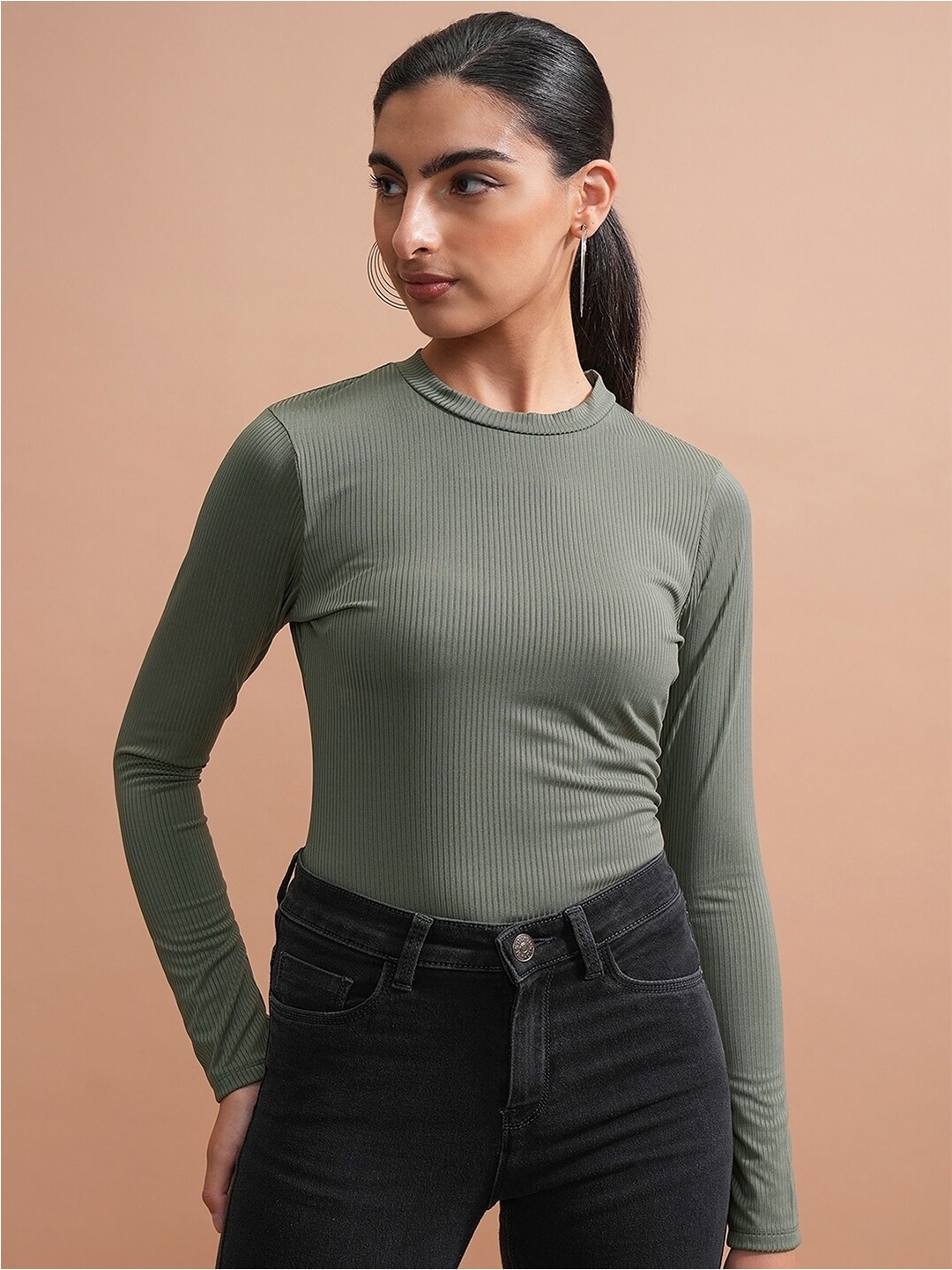 

Tokyo Talkies Crew Neck Long Sleeve Top, Olive