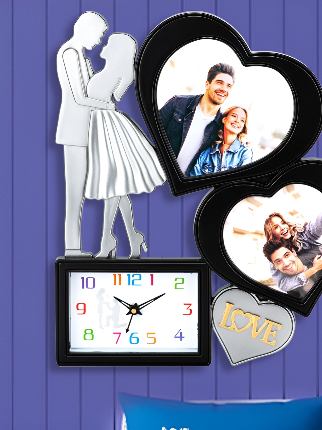 

Attractionz Silver-Toned & White Wall Clock