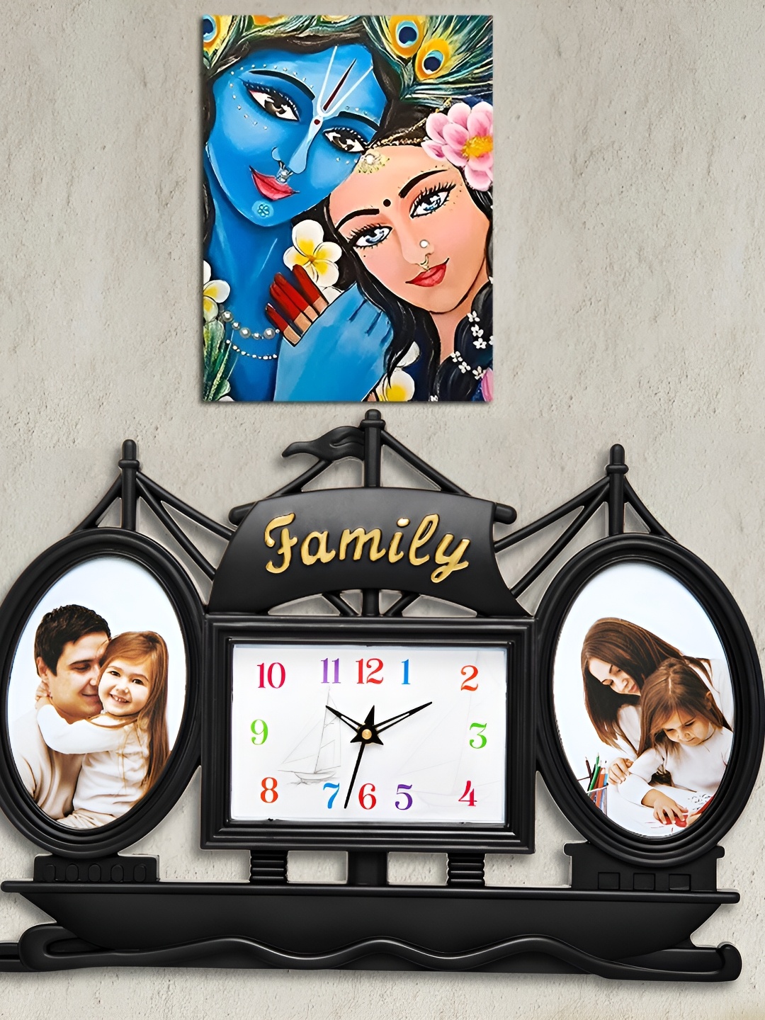 

Attractionz Black & Silver-Toned Wall Clock