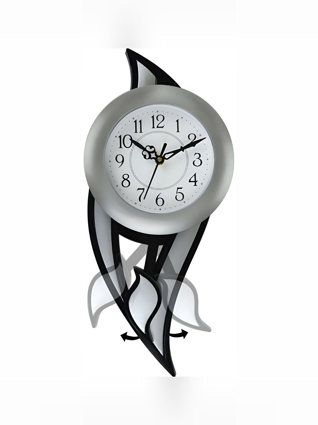 

Attractionz Silver-Toned & Black Wall Clock