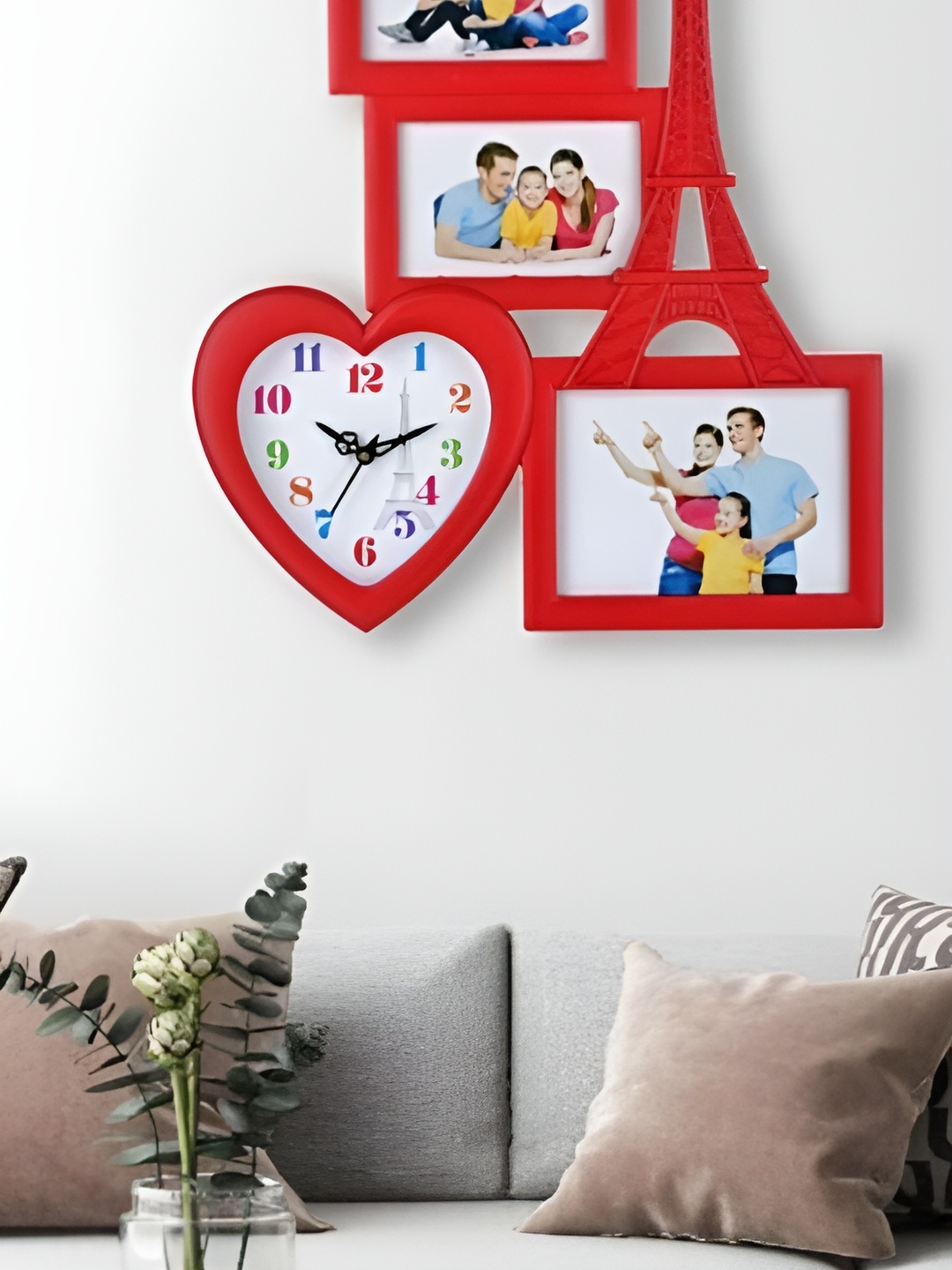 

Attractionz Red & Multicoloured Wall Clock