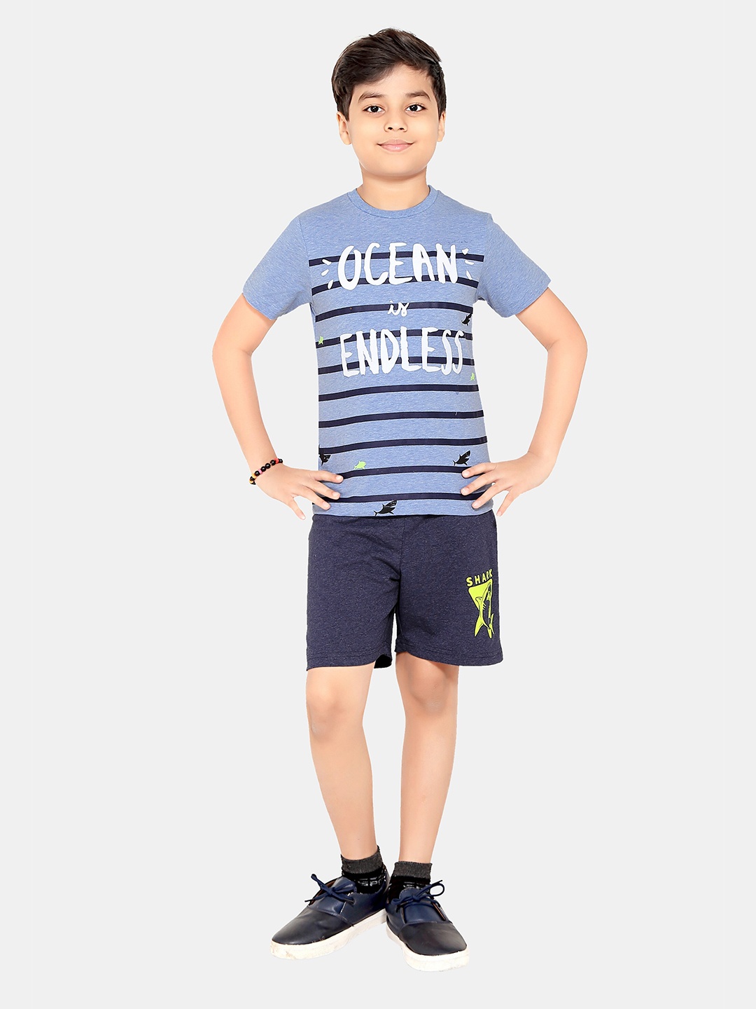 

BAESD Boys Printed Pure Cotton T-shirt with Shorts, Blue