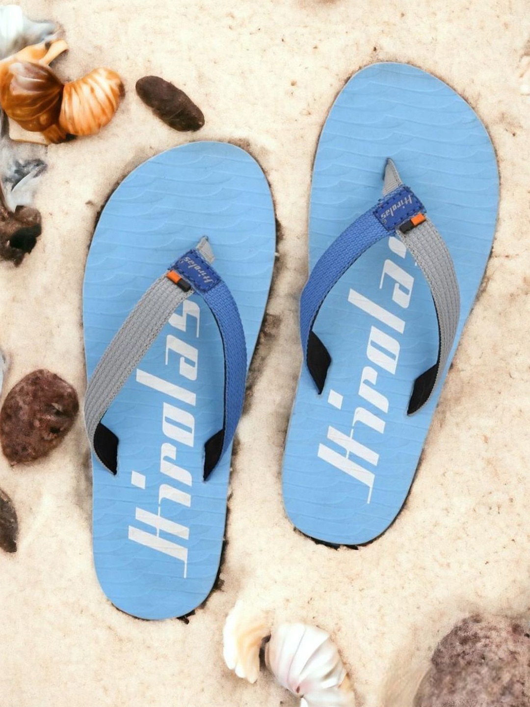 

HIROLAS Men Textured Thong Flip-Flops, Blue