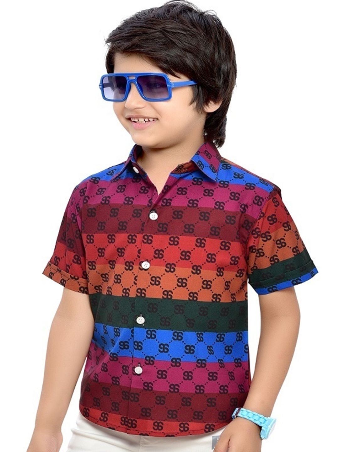 

BAESD Boys Comfort Geometric Opaque Printed Spread Collar Cotton Casual Shirt, Maroon