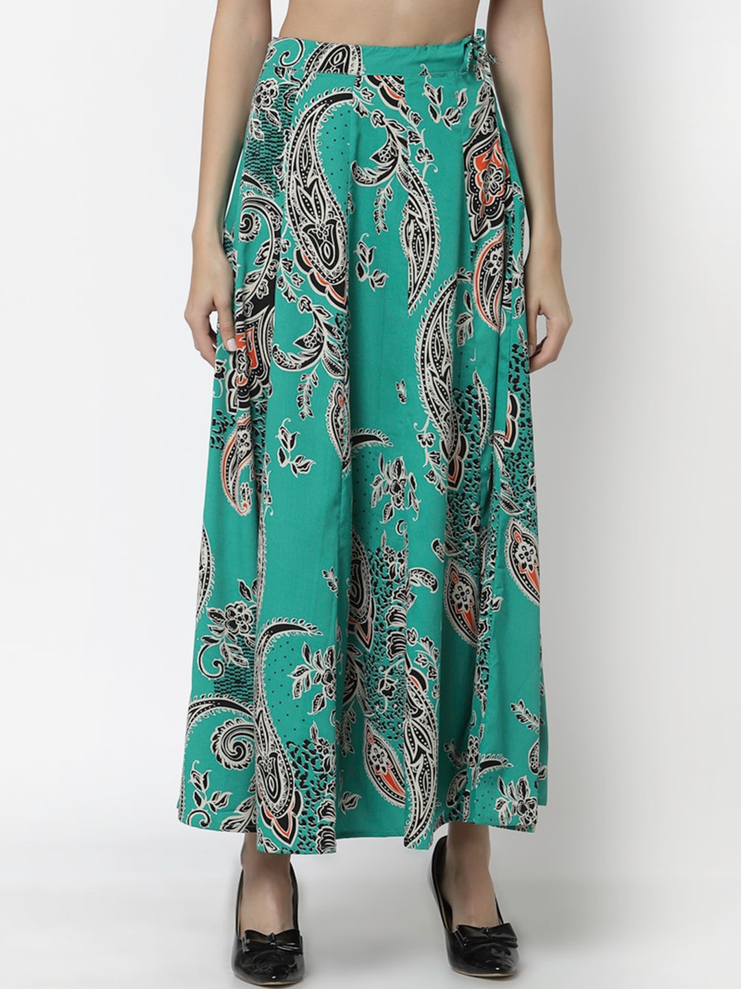 

Karmic Vision Printed Maxi Flared Skirt, Turquoise blue