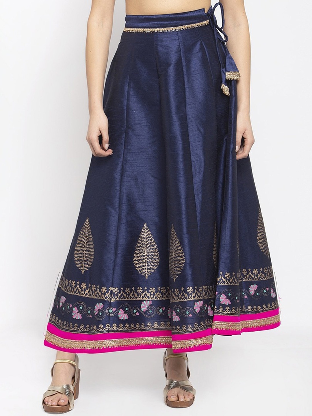 

Karmic Vision Printed Maxi Flared Skirt, Navy blue