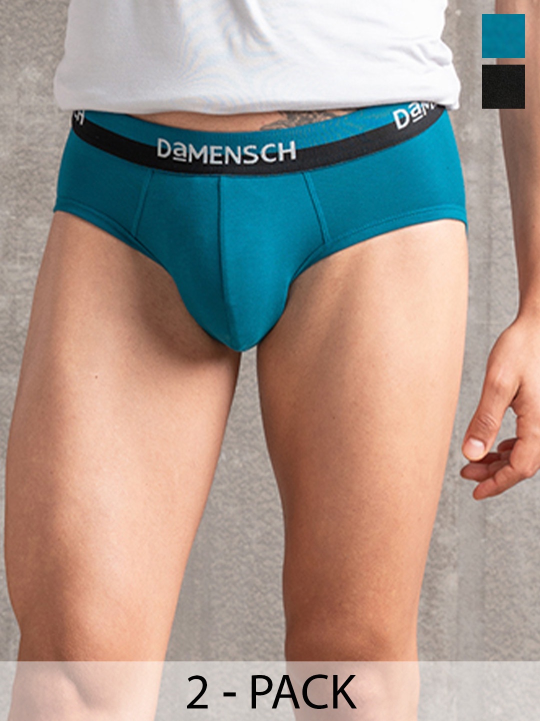 

DAMENSCH Pack OF 2 Anti Bacterial Basic Briefs BR1048-MX1914, Black