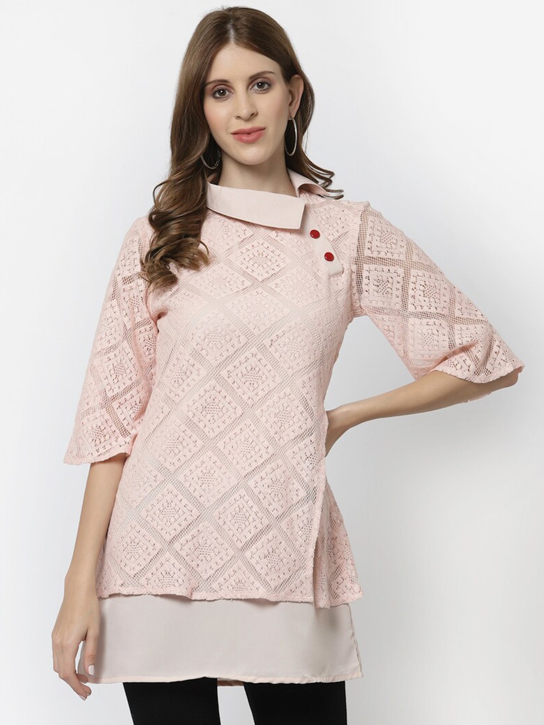 

Karmic Vision Round Neck Longline Regular Top, Beige