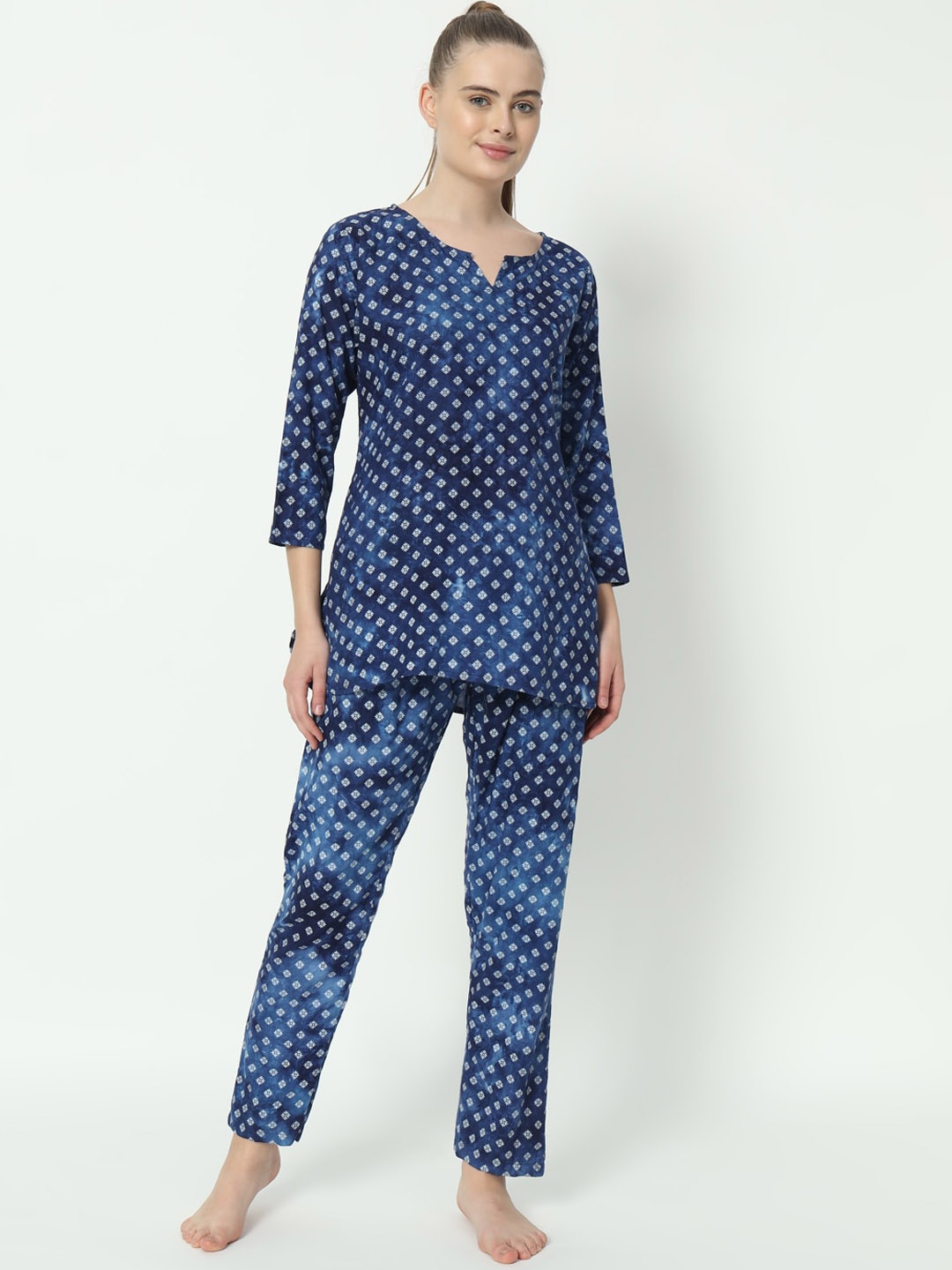 

Bachuu Printed Top & Trousers Night suit, Blue