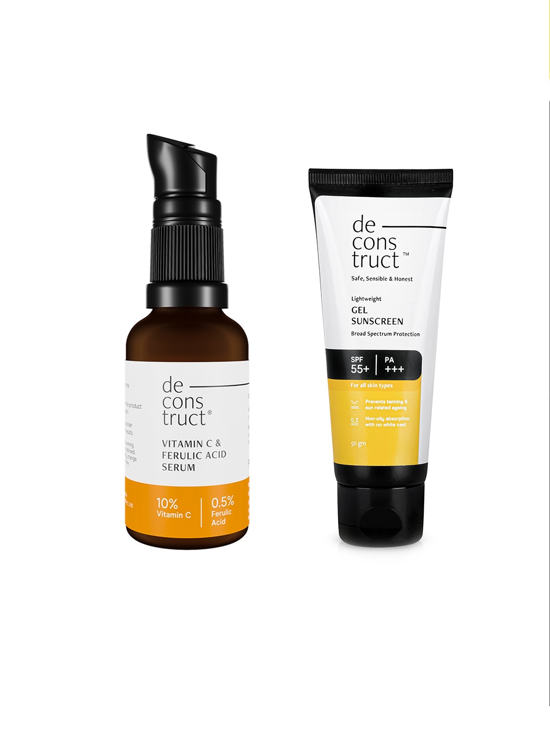 

deconstruct Set of Vitamin C Serum 30ml + Lightweight Gel Sunscreen-SPF 55+ PA+++ 50 g, White