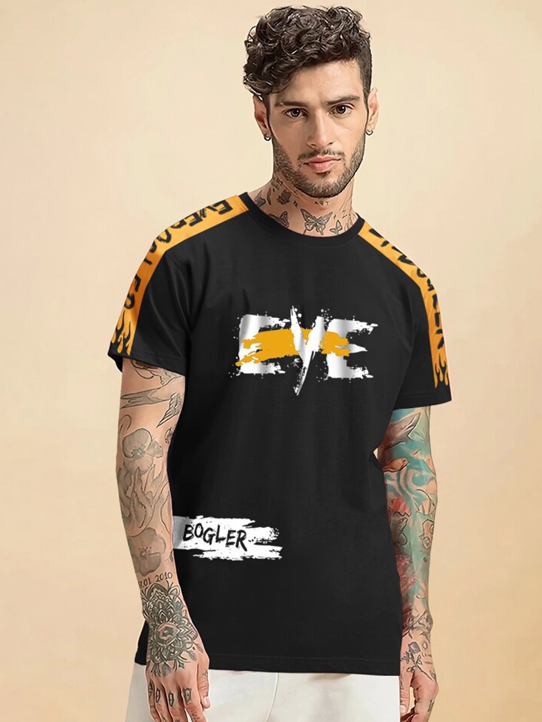 

Eyebogler Typography Printed Cotton T-shirt, Black