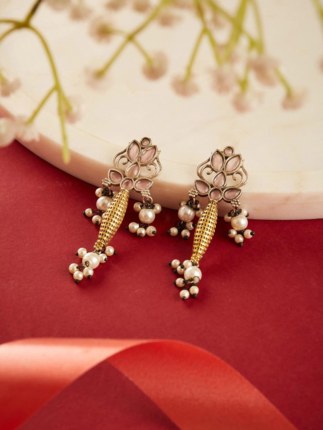

Fabindia Contemporary Beaded Drop Earrings, Silver