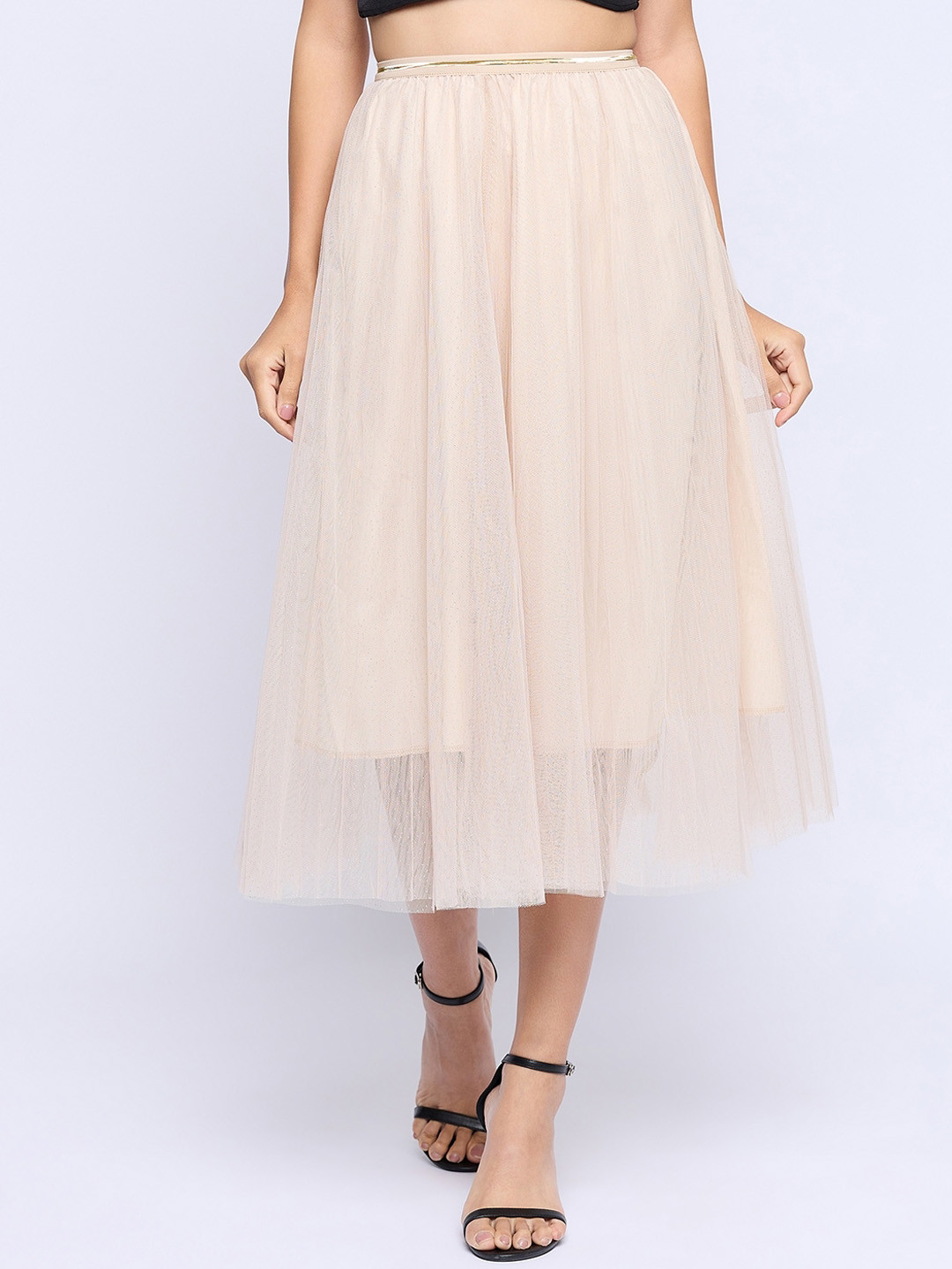

Camey A-line Pleated Knee-Length Skirts, Cream
