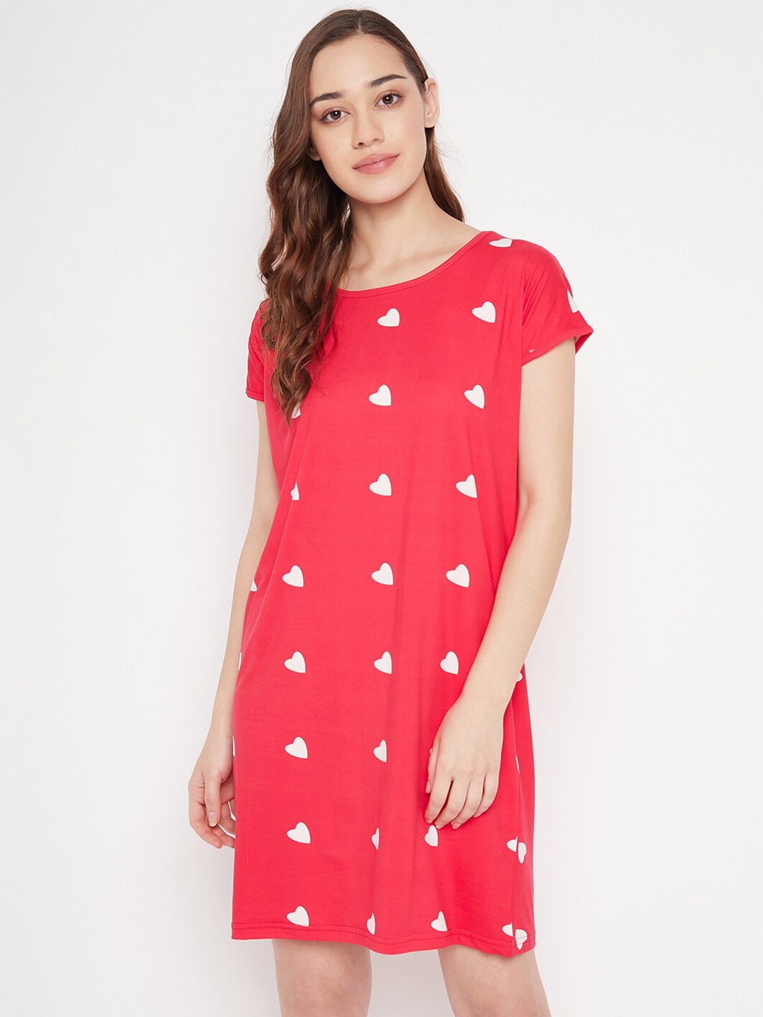 

Camey Conversational Printed T-Shirt Nightdress, Red
