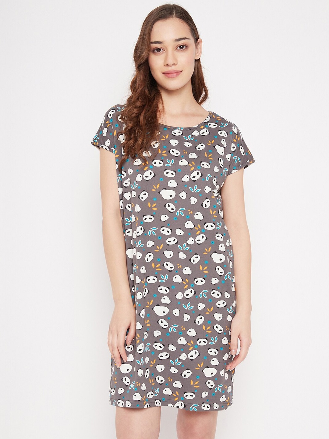 

Camey Conversational Printed T-Shirt Nightdress, Grey