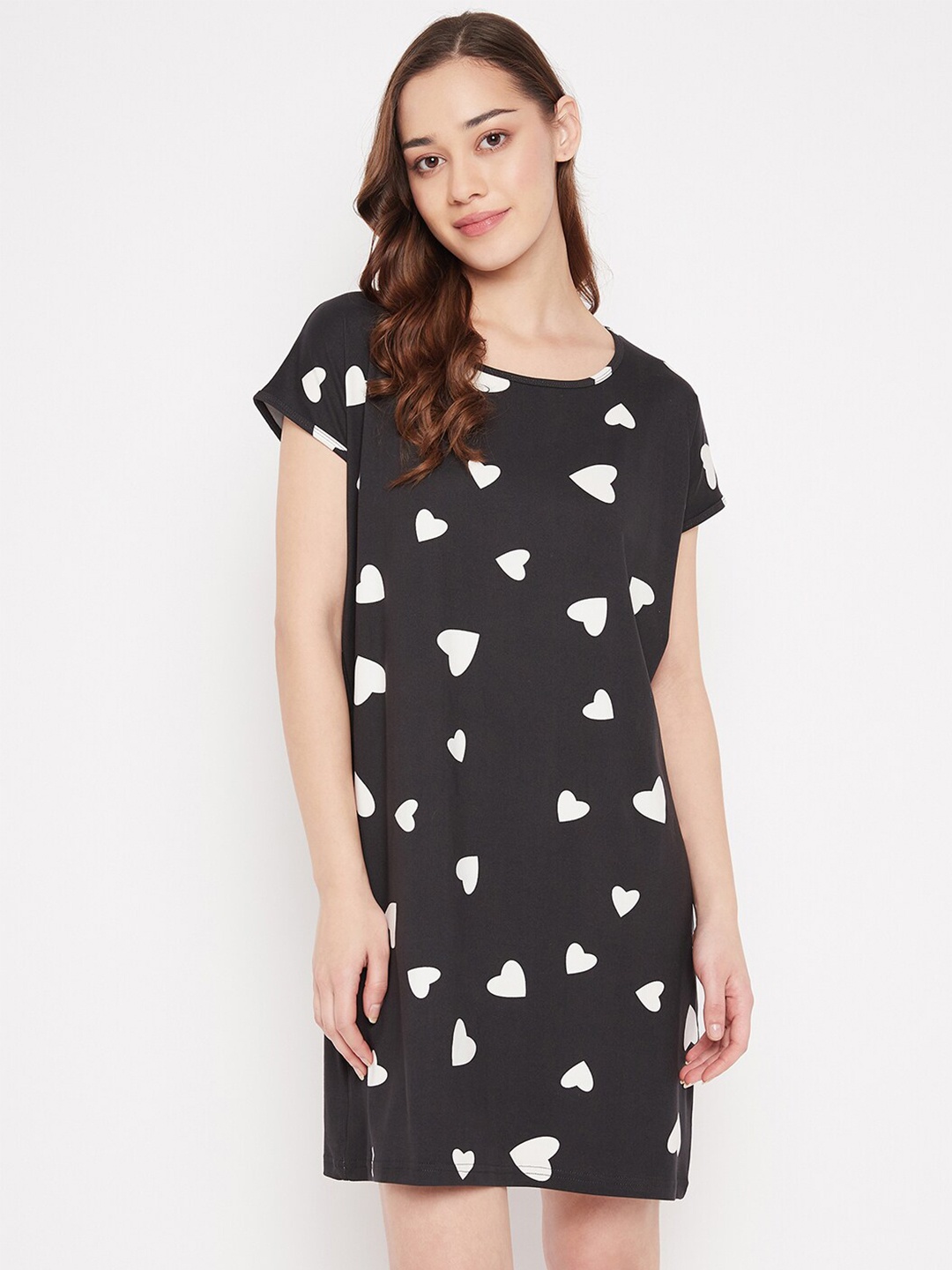 

Camey Conversational Printed T-Shirt Nightdress, Black