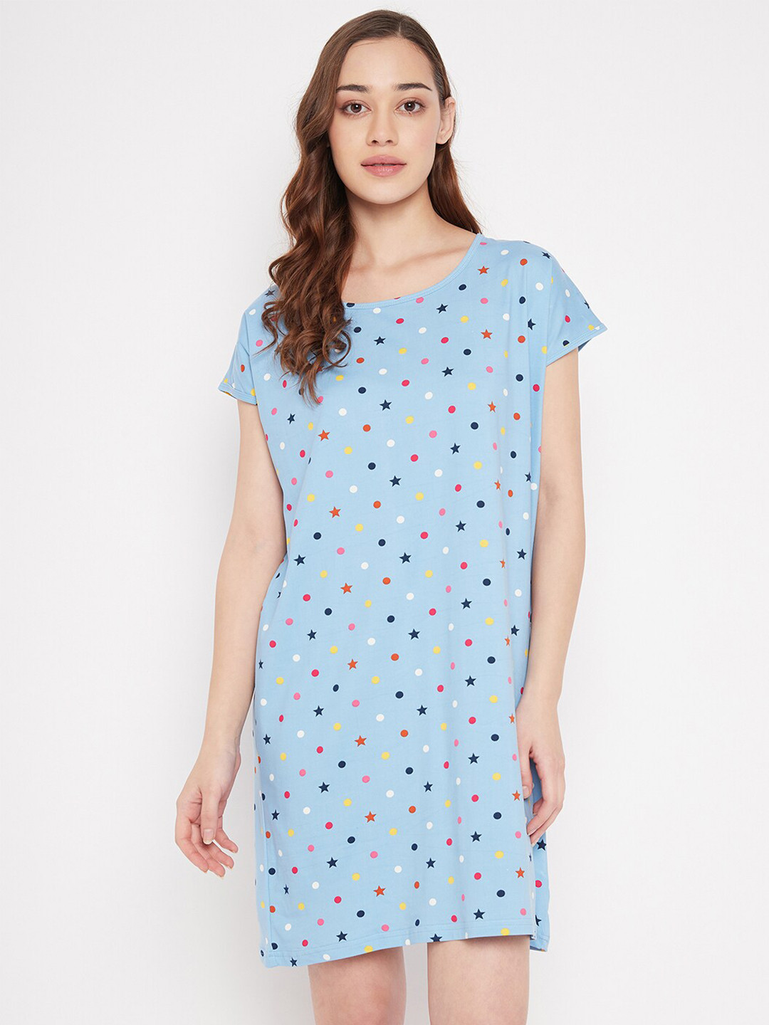 

Camey Conversational Printed T-Shirt Nightdress, Blue