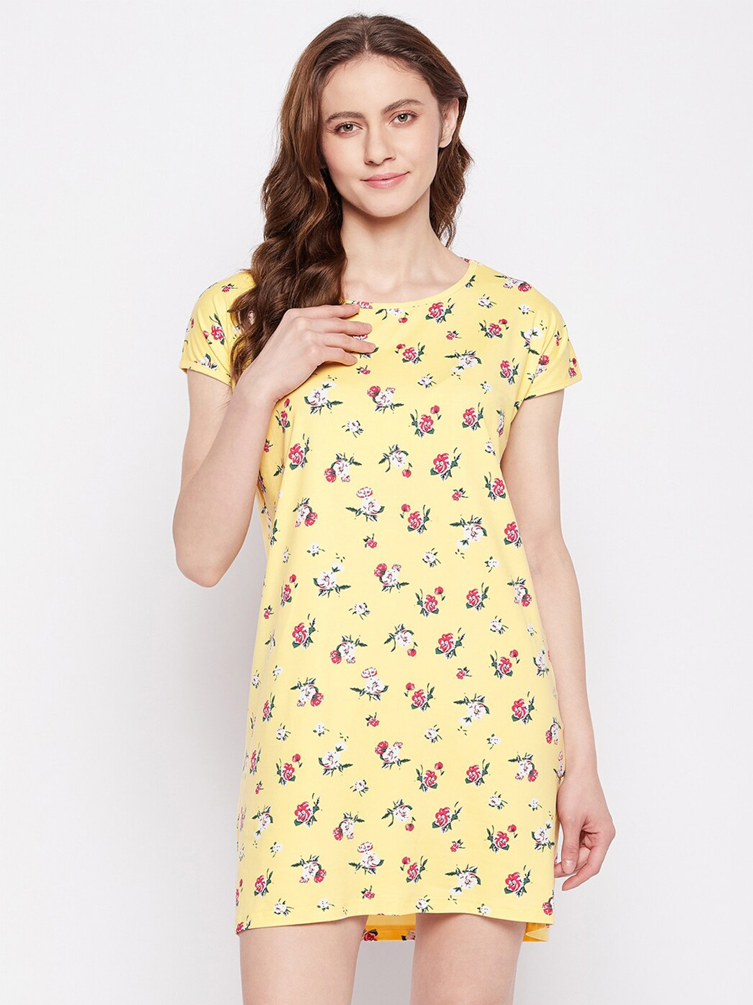 

Camey Conversational Printed T-Shirt Nightdress, Yellow