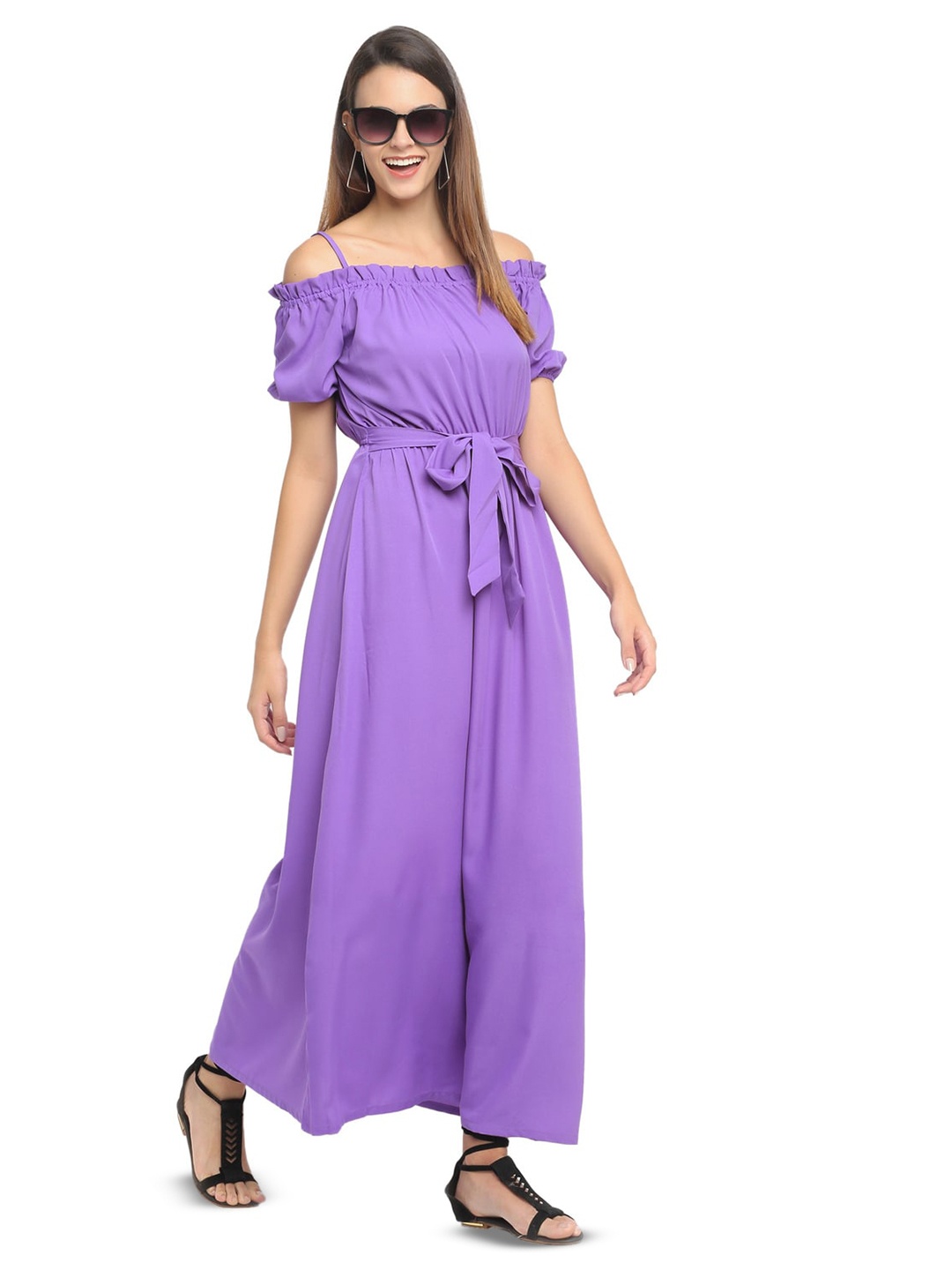 

Karmic Vision Shoulder Straps Georgette Maxi Dress, Purple