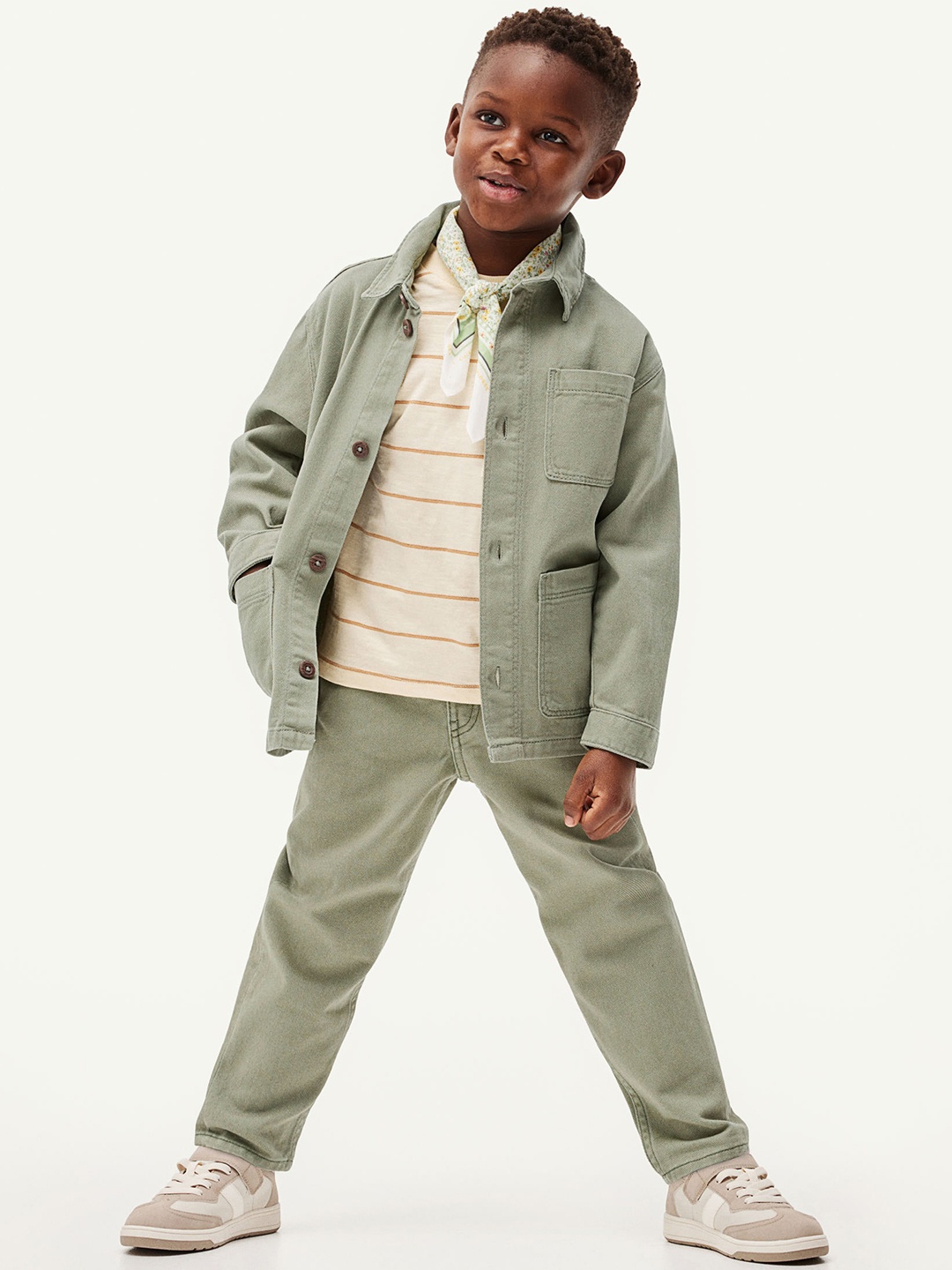 

H&M Boys Pure Cotton Loose Fit Jeans, Green