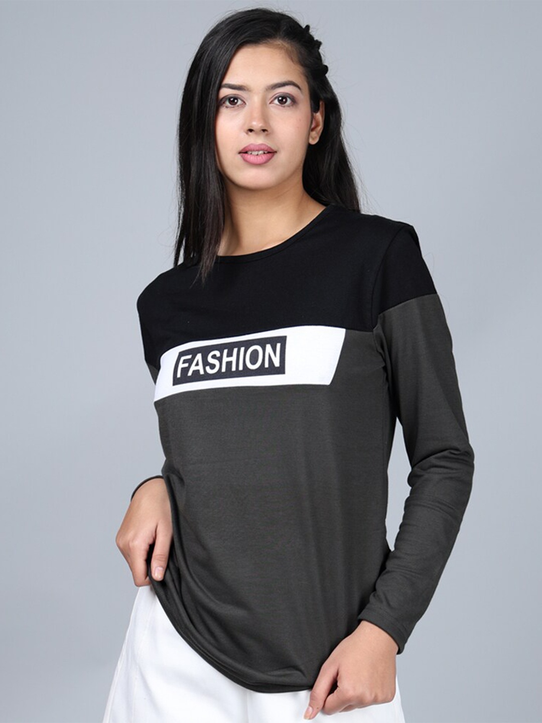 Eyebogler Typography Printed Cotton T-shirt, Grey