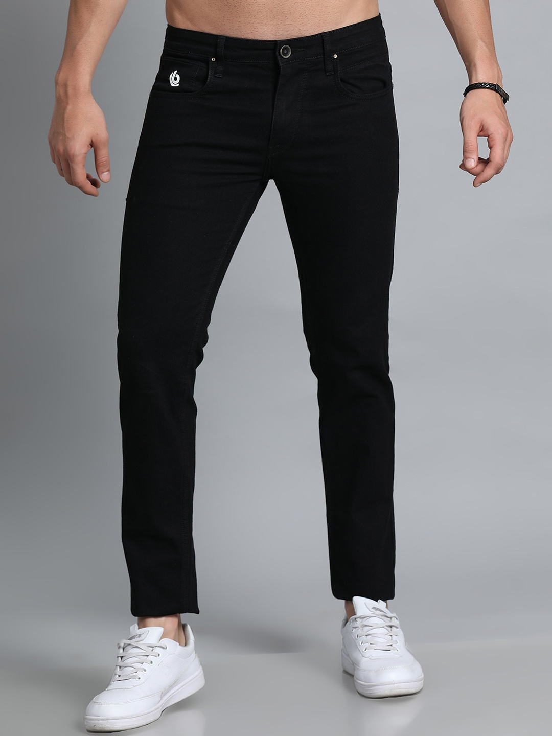 

Bushirt Men Slim Fit Stretchable Jeans, Black