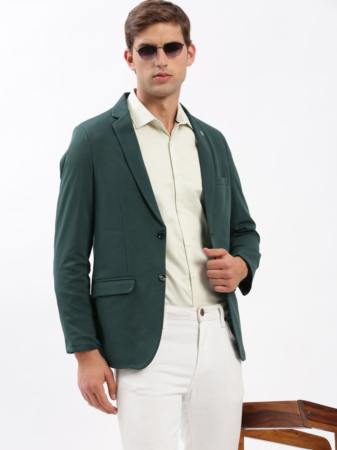 

SHOWOFF Slim-Fit Notched Lapel Single-Breasted Casual Blazer, Green