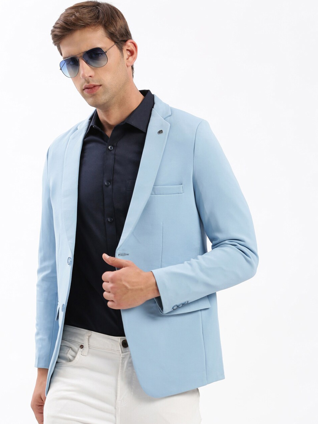 

SHOWOFF Slim Fit Notched Lapel Single-Breasted Casual Blazer, Blue