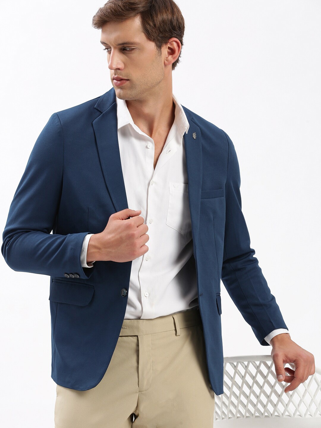 

SHOWOFF Slim-Fit Notched Lapel Single Breasted Blazer, Teal