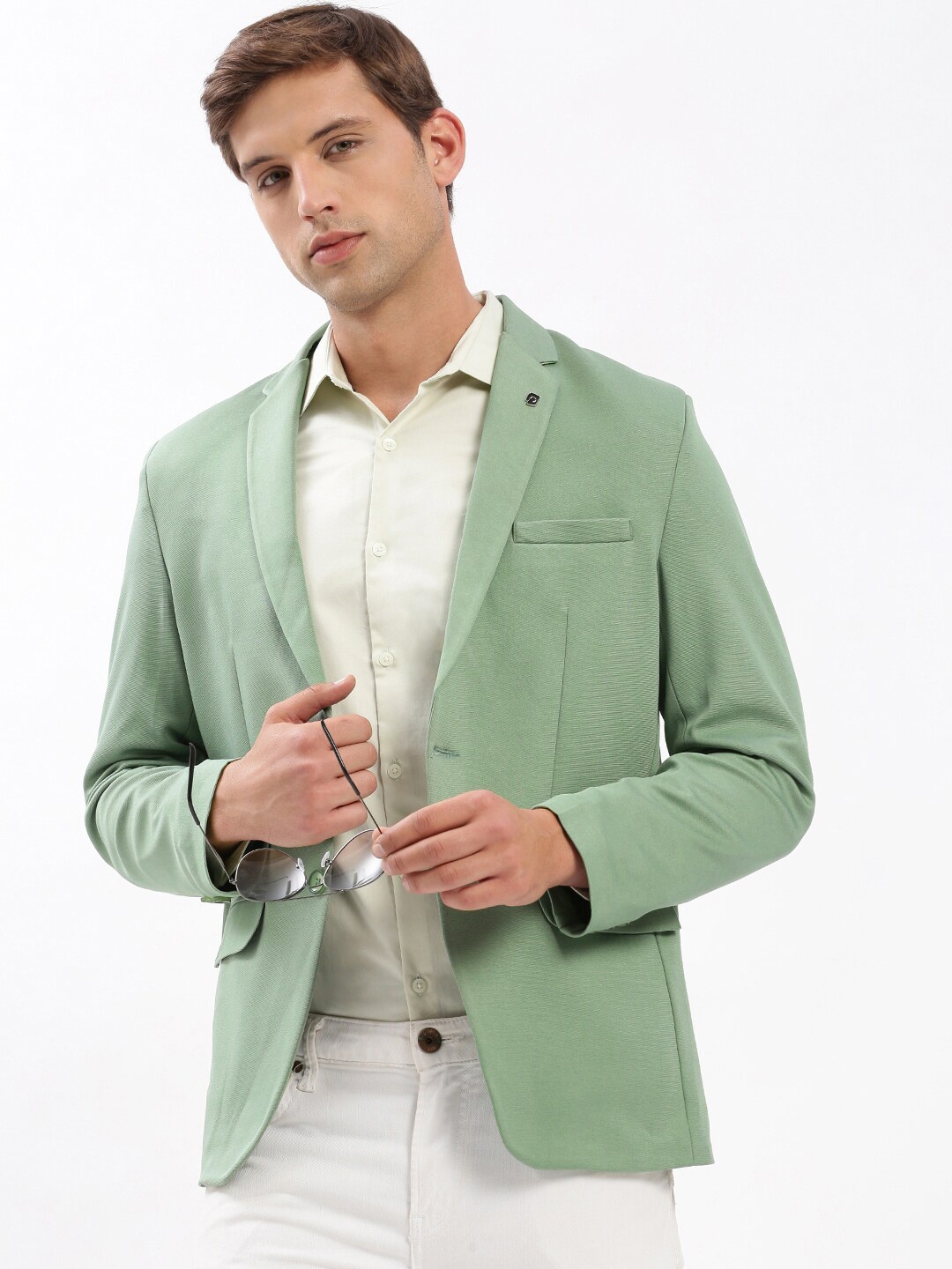 

SHOWOFF Slim-Fit Notched Lapel Collar Single-Breasted Blazer, Green
