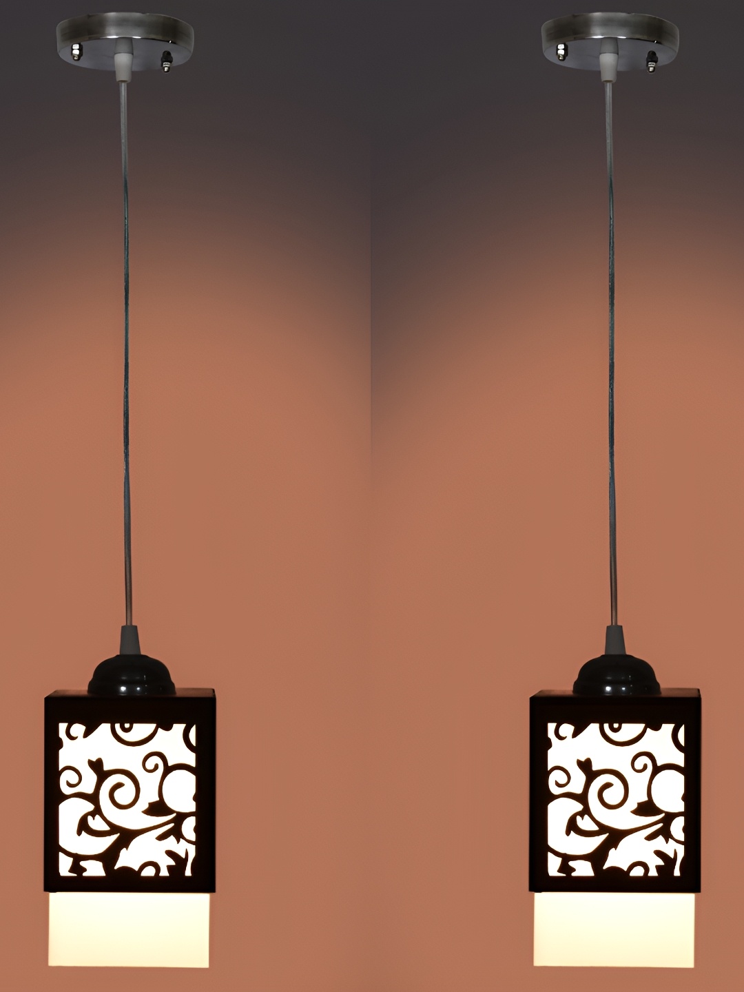 

Afast Black & White 2 Pieces Textured Wooden Traditional Ceiling Lamps